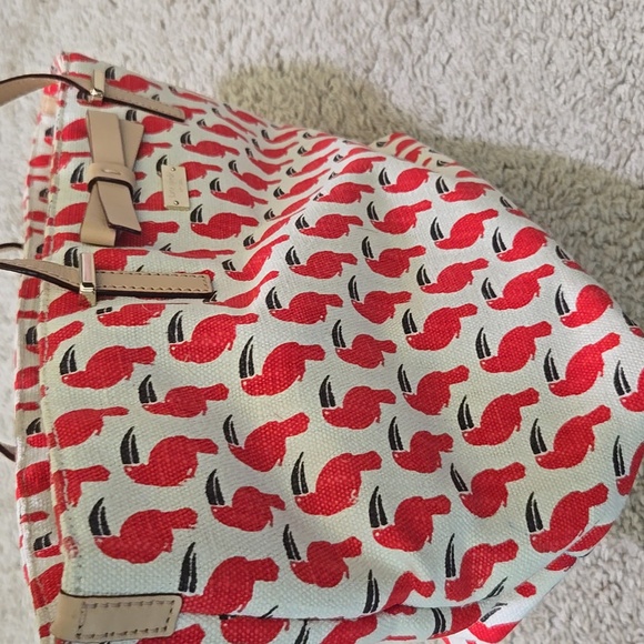 Kate Spade Red and Cream Toucan Print Tote Bag - Picture 12 of 15